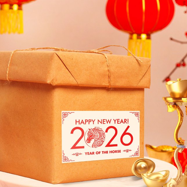 Pegatina Rectangular Año Nuevo Chino del Caballo 2026 (Subido por el creador)