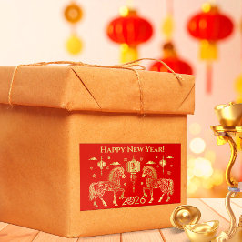 Pegatina Rectangular Año Nuevo Chino del Caballo 2026