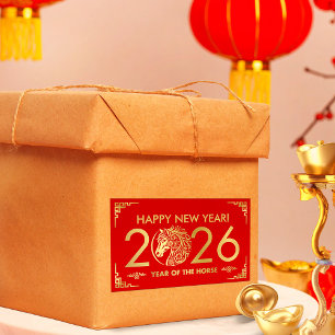 Pegatina Rectangular Año Nuevo Chino del Caballo 2026