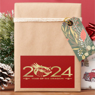 Pegatina Rectangular Año Nuevo Chino del Dragón 2024