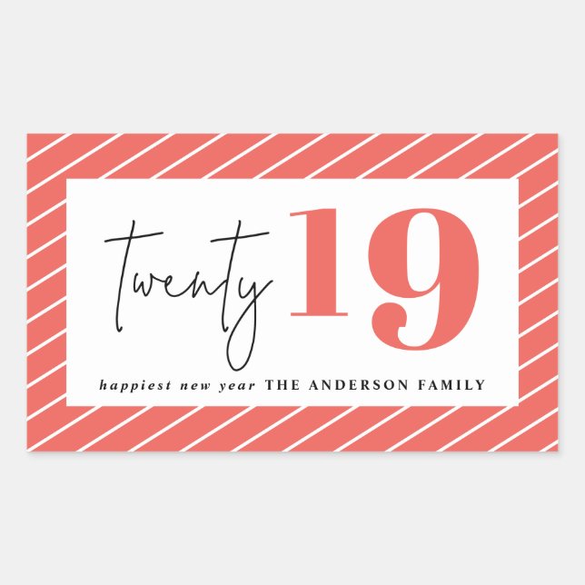 Pegatina Rectangular Año nuevo gráfico 2000 (Anverso)