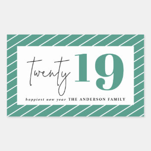 Pegatina Rectangular Año nuevo gráfico 2000