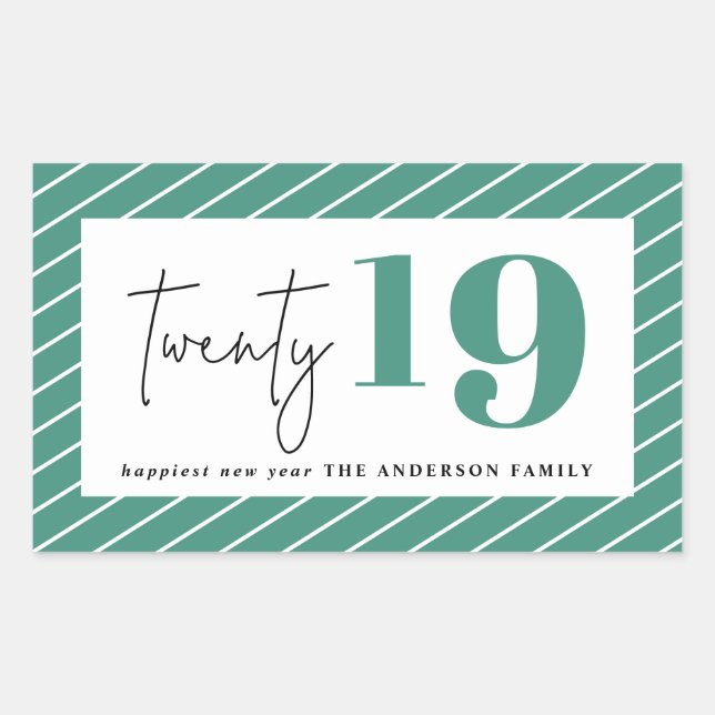 Pegatina Rectangular Año nuevo gráfico 2000 (Anverso)