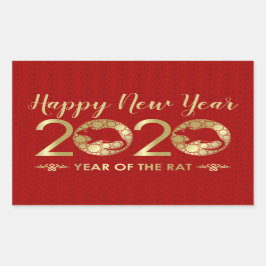 Pegatina Rectangular Año zodiaco chino de la rata 2020