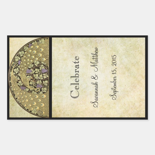 Pegatina Rectangular Anrt Nourveau Peacock (Anverso)