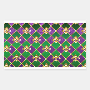 Pegatina Rectangular Antecedentes de joyas Mardi Gras