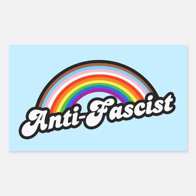 Pegatina Rectangular Antifascista LGBTQ+ (Anverso)