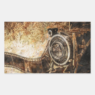 Pegatina Rectangular Antigua cámara fotográfica