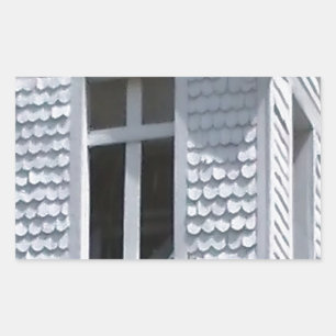 Pegatina Rectangular antigua iglesia blanca en las montañas