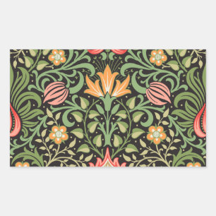 Pegatina Rectangular Antigüedad floral persa William Morris