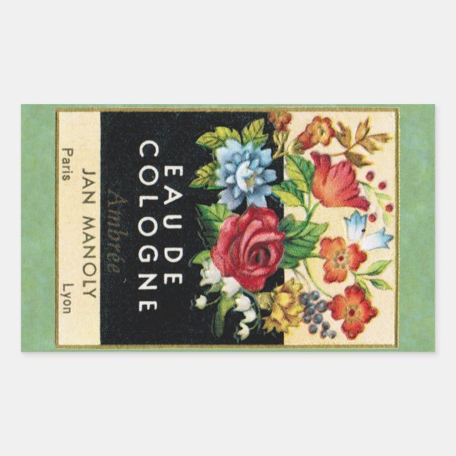 Pegatina Rectangular Antiguo Ambree Perfume (Anverso)