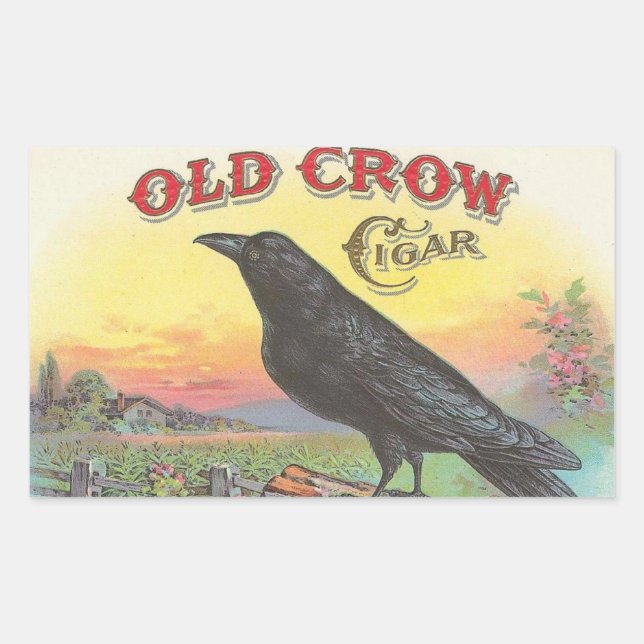 Pegatina Rectangular Antiguo Crow (Anverso)