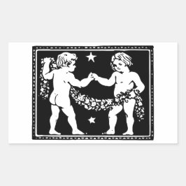 Pegatina Rectangular Antiguo Renacimiento Medieval Zodiac Gemini
