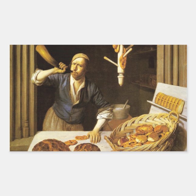 PEGATINA RECTANGULAR ANTIQUE OVEN BAKER ,BAKERY BREAD TIENDA (Anverso)