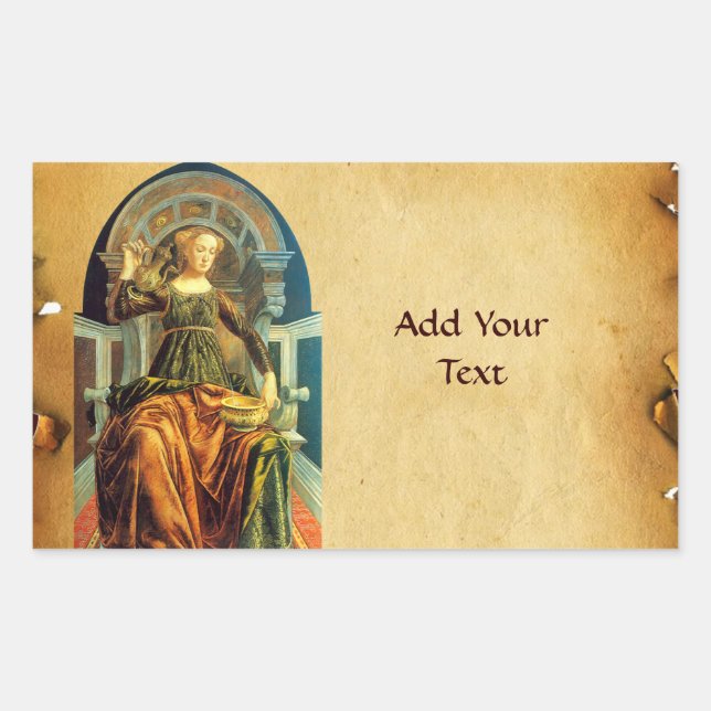 Pegatina Rectangular ANTIQUE RENAISSANCE TAROTS 14 TEMPERANCE Parchment (Anverso)
