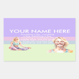 PEGATINA RECTANGULAR ANTISTRESS CALM SIP CALM PASTEL YOGA ZEN