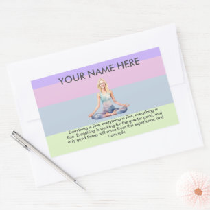 PEGATINA RECTANGULAR ANTISTRESS CALM YOGA PASTEL ZEN RELAX