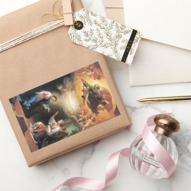 Pegatina Rectangular Anunciación de Anton Raphael Mengs (Regalar)