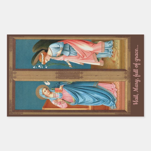 Pegatina Rectangular Anunciación de F. Lippi (M 038) (Anverso)