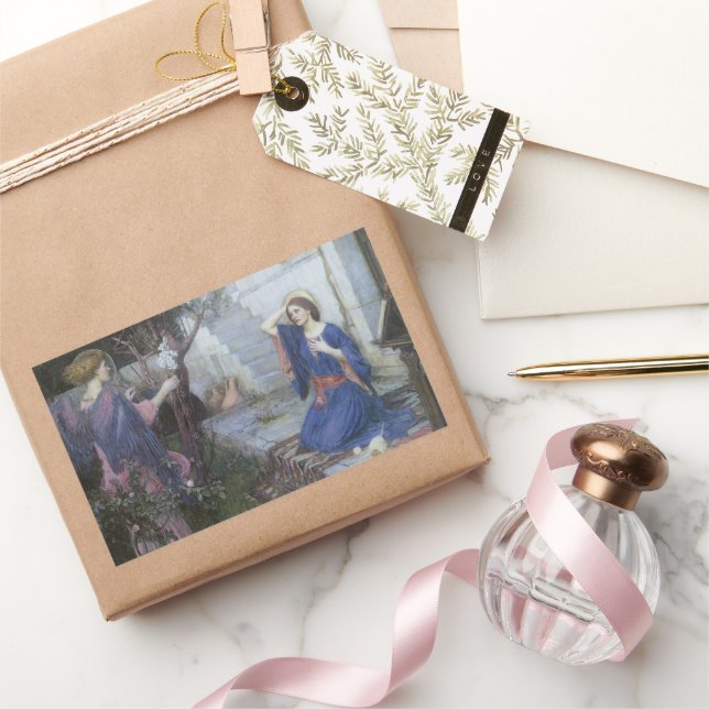 Pegatina Rectangular Anunciación de John William Waterhouse (Regalar)