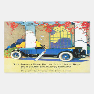 Pegatina Rectangular Anuncio de Automóvil Azul Vintage