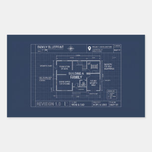 Pegatina Rectangular Anuncio de bebé con plano familiar