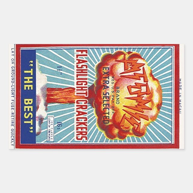 Pegatina Rectangular Anuncio de bengalas atómicas de luz intermitente p (Anverso)