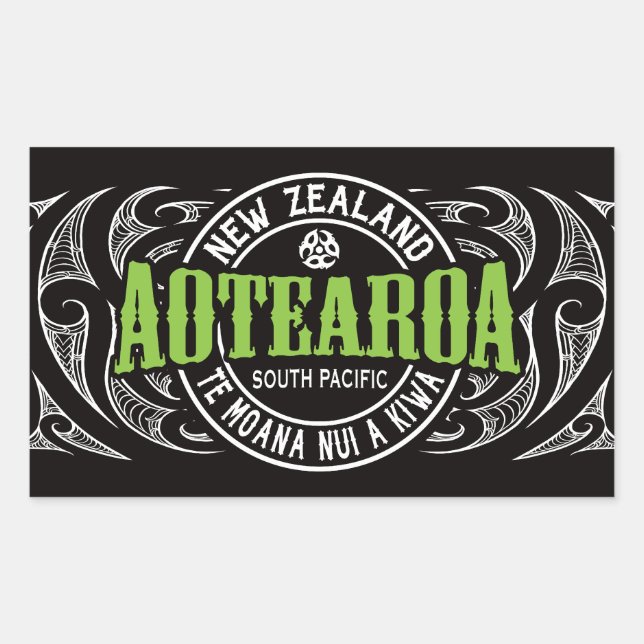 Pegatina Rectangular Aotearoa Lifer Moko (Anverso)