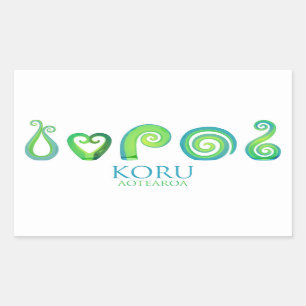 Pegatina Rectangular Aotearoa Nueva Zelanda Koru - Verde