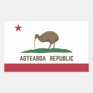 Pegatina Rectangular Aotearoa República Kiwi Bandera Nueva Zelanda