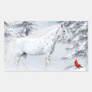 Pegatina Rectangular Apaloosa de invierno