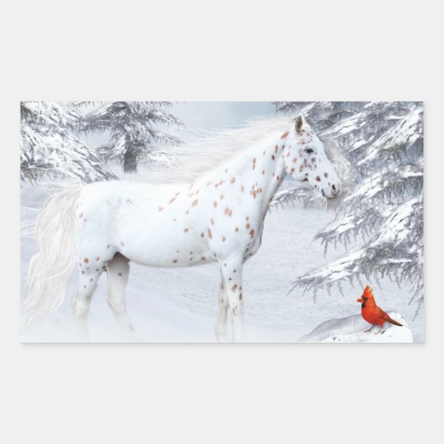 Pegatina Rectangular Apaloosa de invierno (Anverso)