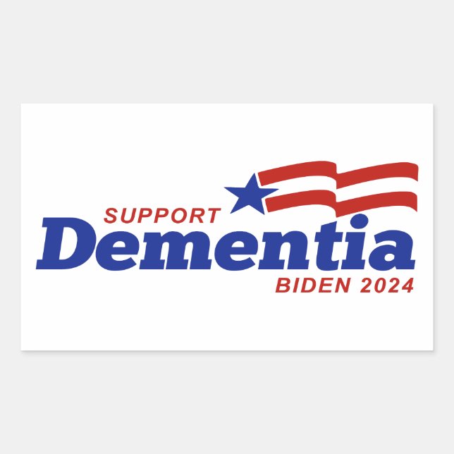 Pegatina Rectangular Apoya a Dementia Biden 2024 (Anverso)