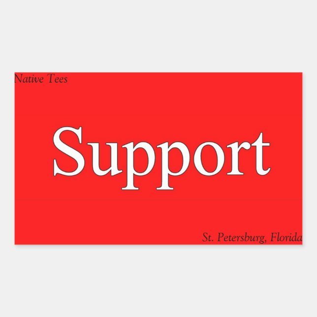 Pegatina Rectangular ¡Apoyen a los Pegatinas nativos de St. Pete Tee! (Anverso)