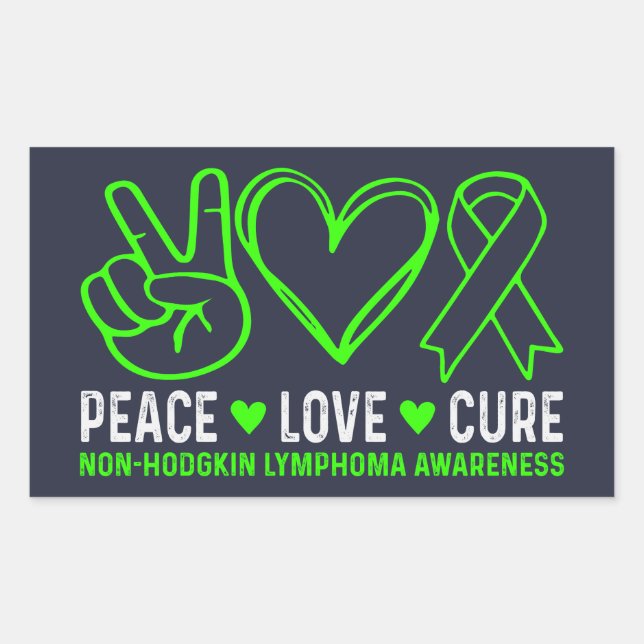 Pegatina Rectangular Apoyo a la Conciencia del Cáncer de Linfoma Curaci (Anverso)