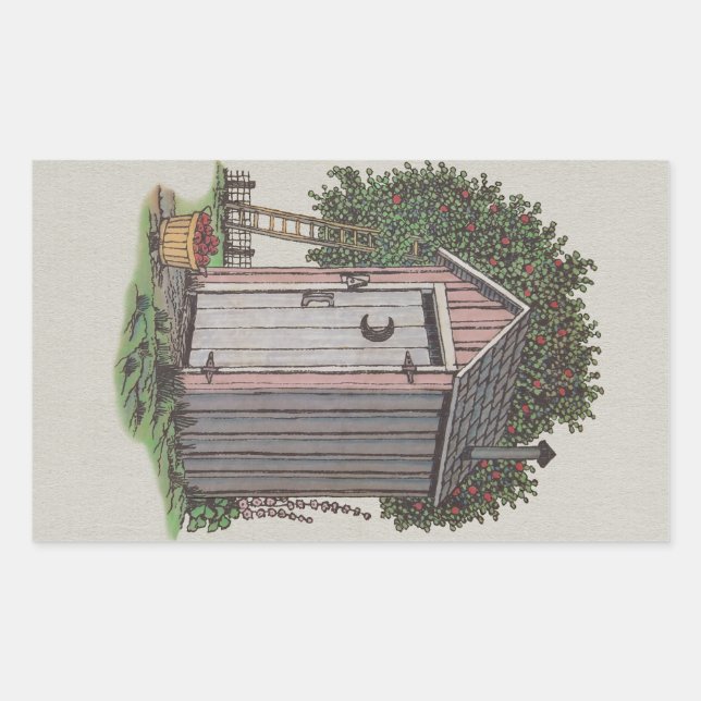 Pegatina Rectangular Apple Orchard Outhouse (Anverso)
