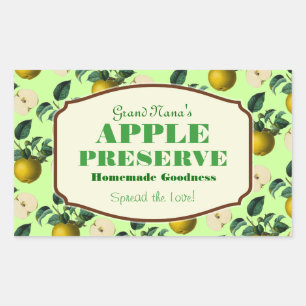 Pegatina Rectangular Apple Preserve Jam Label