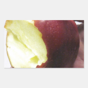 Pegatina Rectangular Apple roja mordida