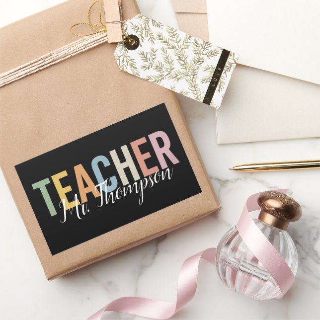 Pegatina Rectangular Apreciación personalizada del profesor de vuelta a (Regalar)