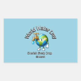 Pegatina Rectangular Apreciar cada gota. Día Mundial del Agua.