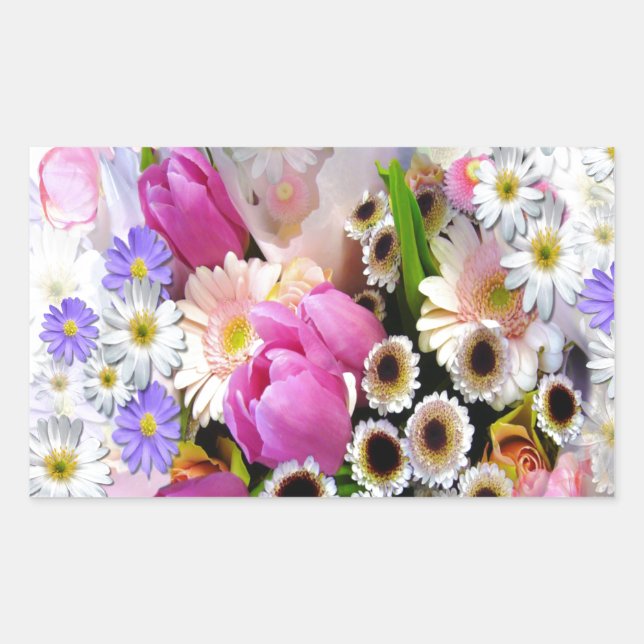 Pegatina Rectangular April Bouquet (Anverso)