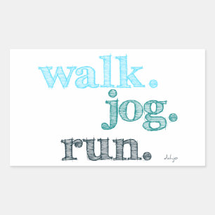 Pegatina Rectangular AQUA WALK JOG RUN (fuente SHADED)