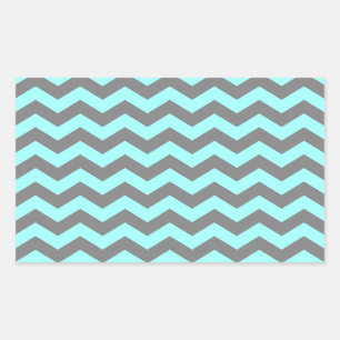 Pegatina Rectangular Aqua y Gray Zigzag