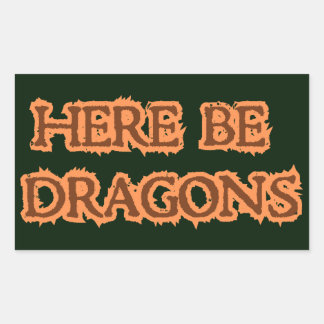 Pegatina Rectangular Aquí hay dragones