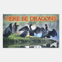 Pegatina Rectangular Aquí Hay Dragones Cormorantes