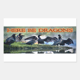 Pegatina Rectangular Aquí Hay Dragones Cormorantes