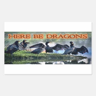Pegatina Rectangular Aquí Hay Dragones Cormorantes