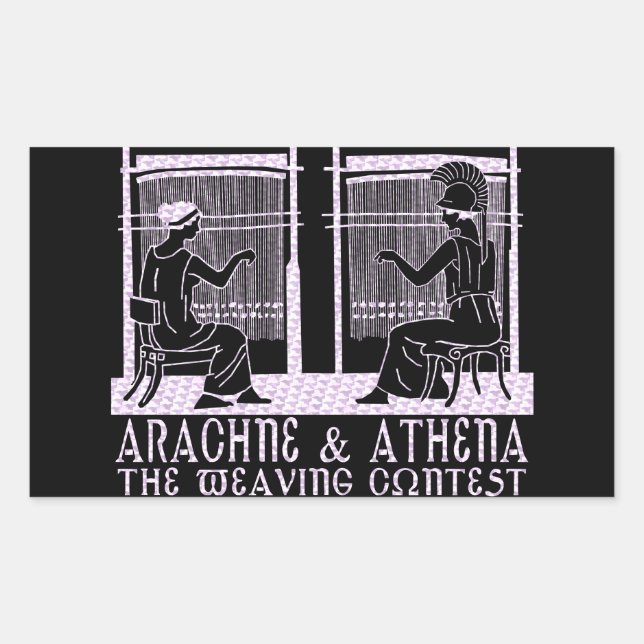 Pegatina Rectangular Arachne vs. Athena (Anverso)