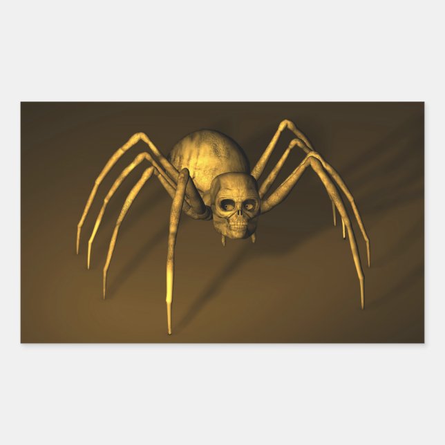 Pegatina Rectangular Araña Cráneo (Anverso)