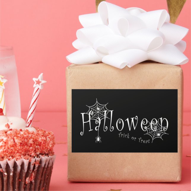 Pegatina Rectangular Arañas y telarañas sobre Halloween (Fiesta)